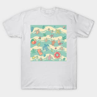 Sea turtles with pool and beach toys T-Shirt